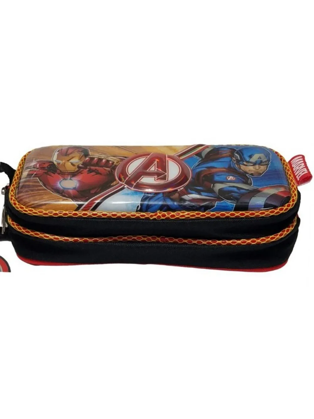 Marvel Avengers 3D Pencil Case Iron Man Captain America Dual Zip Pouch Bag NWT